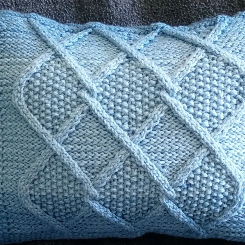 Hand Crafted Knit Pillow Ombre Cable Designer Throw Home Decor Cerulean …